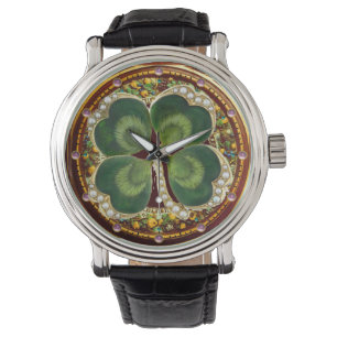 Montre Bijou Shamrock Gold Saint Patrick avec perles