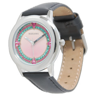 Montre Bijoux rose et turquoise