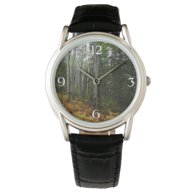 Montre Birch Trees blancs et fougères d'automne à Rocky M (devant)