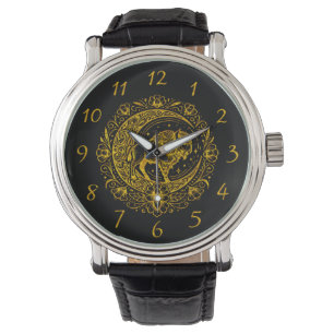 Montre Bison Buffle dans le Motif de design floral comple