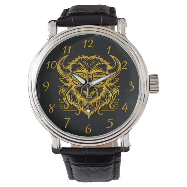 Montre Bison d'or dans les lunettes de soleil (devant)