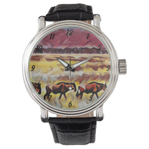 Montre Bisons Maison Sur La Gamme Pop Art, Mens Wristwatc