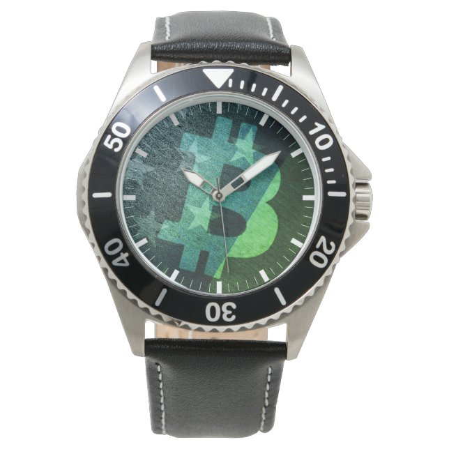 Montre Bitcoin America ₿  (Green) Watch (devant)