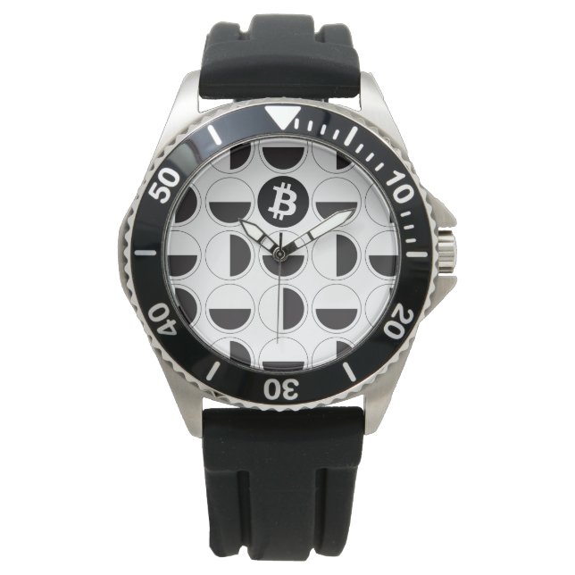 Montre Bitcoin Designer noir et blanc (devant)
