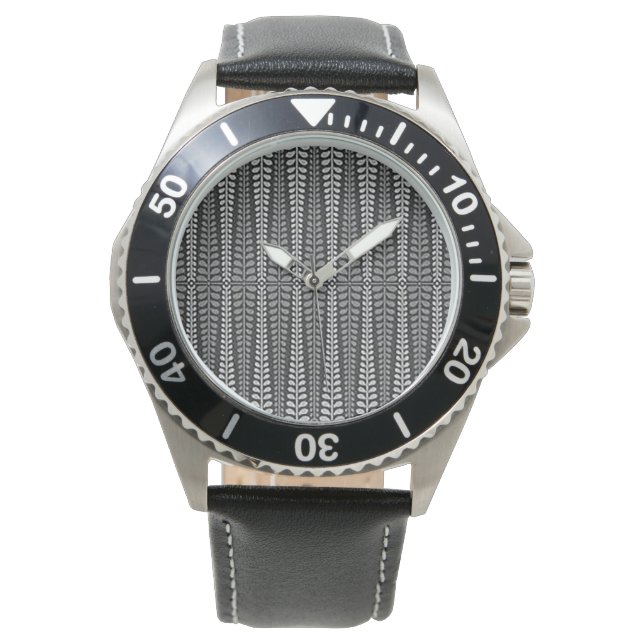 Montre "Black and Grey Backgammon Board" Stell inoxydable (devant)