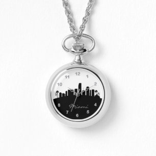 Montre Black and White Miami, Floride Skyline
