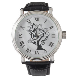 Montre Black and White Music Treble Cleble Tree Watch