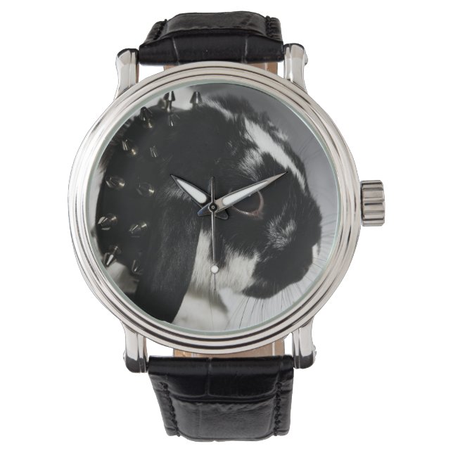Montre Black and white rabbit with Étudiant ded collar (devant)