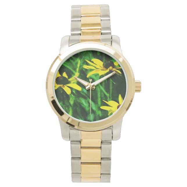 Montre Black Eyed Susan Fleurs sauvages Abstrait (devant)