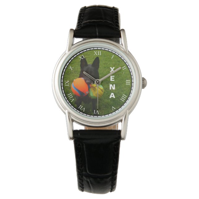 Montre Black German Shepherd & Name Change for Your Pet (devant)