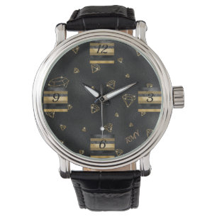 Montre Black & Gold Diamond design eWatch