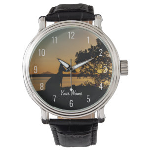 Montre Black & Gold Sunset Australie Kangaroo Paysage