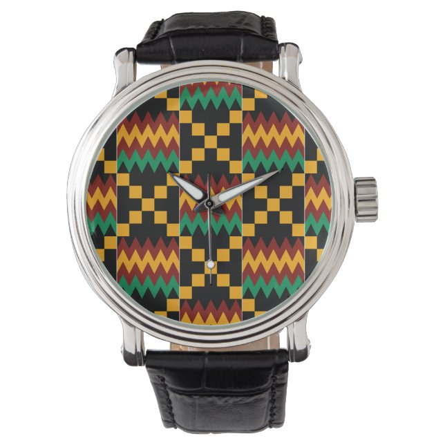 Montre Black, Green, Red, et Yellow Kente Cloth (devant)