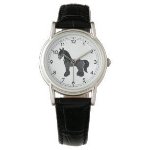 Montre Black Gypsy Vanner Clydesdale Shire Cartoon Horse