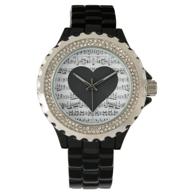 Montre Black Heart Music Note Watch (devant)