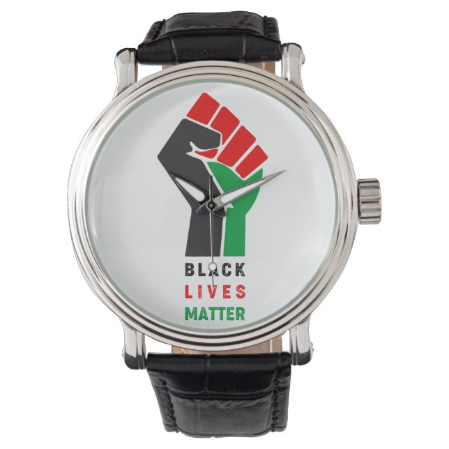 Montre Black Lives Matt poing levé symbole Amer africain (devant)