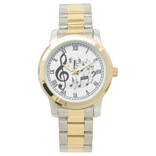 Montre Black Musical Notes dans Oval Shape designer montr