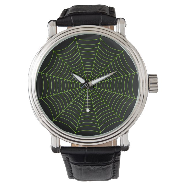 Montre Black neon vert toile d'araignée Halloween motif (devant)
