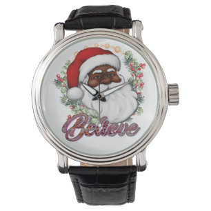 Montre Black Père Noël Believe Melanin Man Christmas Chev