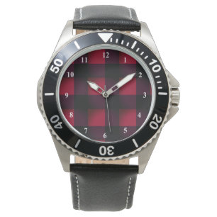 Montre Black Red Buffalo Plaid Check Watch Cadeau