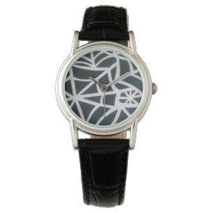 Montre Black Spider Web Black Leather Wrist Watch