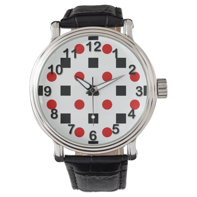 Montre Black Squares Red Polka Dots (devant)