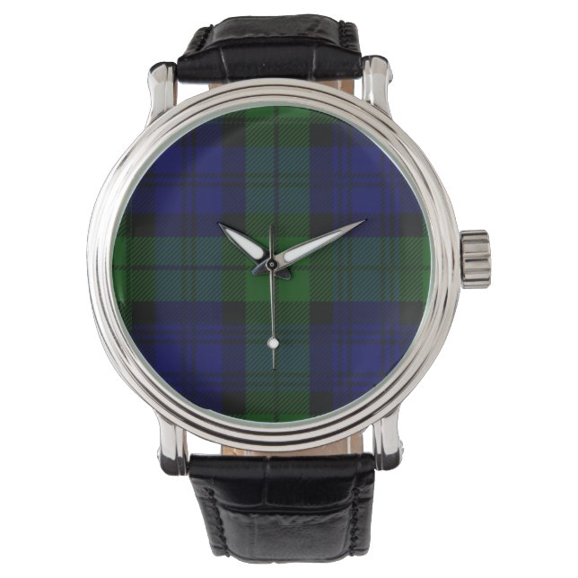 Montre Black Watch Tartan bleu vert Plaid (devant)