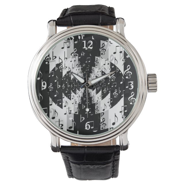Montre Black & White Echo Music Notes Wrist Watch (devant)