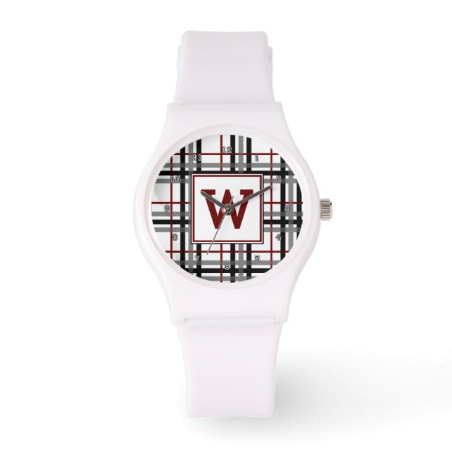 Montre Black White et Red Plaid Watch (Recto)