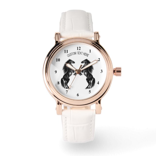 Montre Black Wild Horses Watch - Custom Text / Colors (Recto)