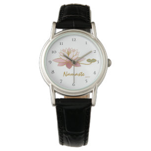 Montre *~* Black Zen Rose Namaste Fleur rose Spirituel
