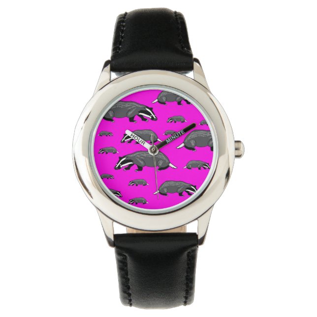 Montre Blaireau Rose Visage (devant)
