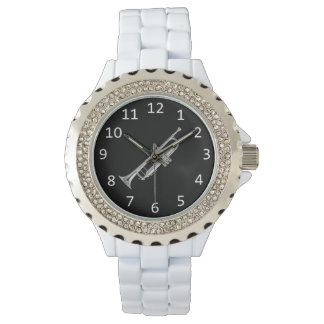 Montre Blanc avec trompette argent