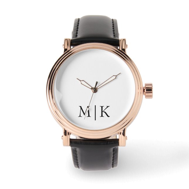 Montre Blanc et noir | Monogramme moderne (Recto)