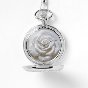 Montre Blanc sur Blanc - Rose Sculptée