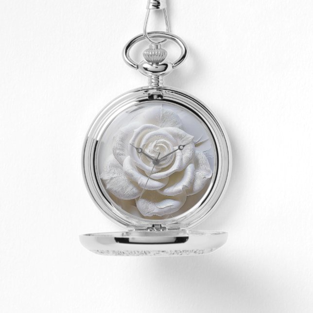 Montre Blanc sur Blanc - Rose Sculptée (Recto)