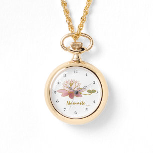 Montre *~* Blanc Zen Namaste Rose Lotus Fleur Spirituel