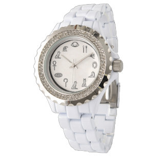 Montre blanche élégante avec chiffres anciens égyp