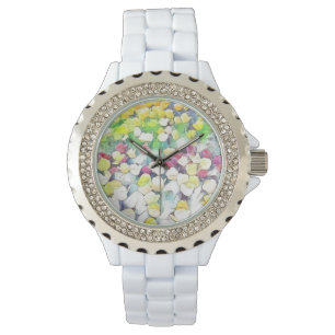 Montre blanche florale (flottante)