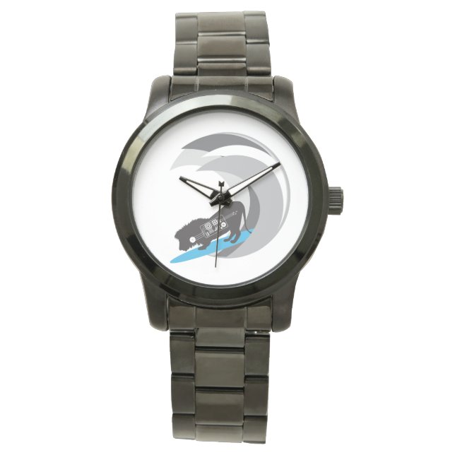 Montre blanche Lion de surf (devant)