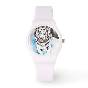 Montre Blanche scie de tigre de Sibérie