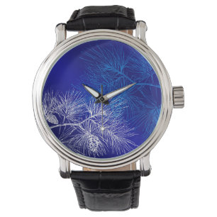 Montre Bleu blanc Pin d'hiver