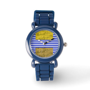Montre Bleu Bleu Bleu Or Géométrique
