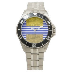 Montre Bleu Bleu Bleu Or Géométrique