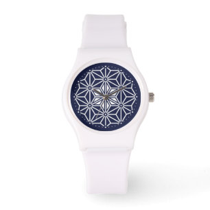 Montre Bleu bleu marine Asanoha Japon Motif