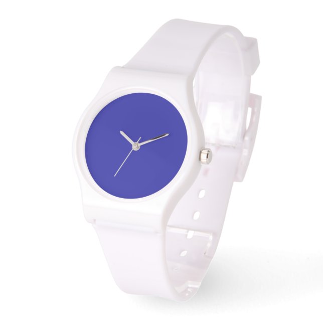 Montre Bleu Cobalt Dial Blanc Silicone (Angle)