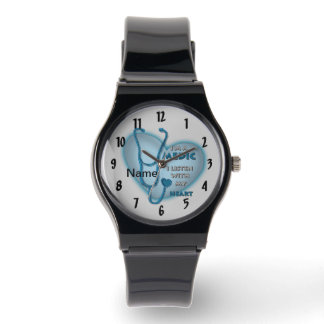 Montre Bleu Coeur Infirmière