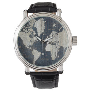 Montre Bleu de carte de Vieux Monde