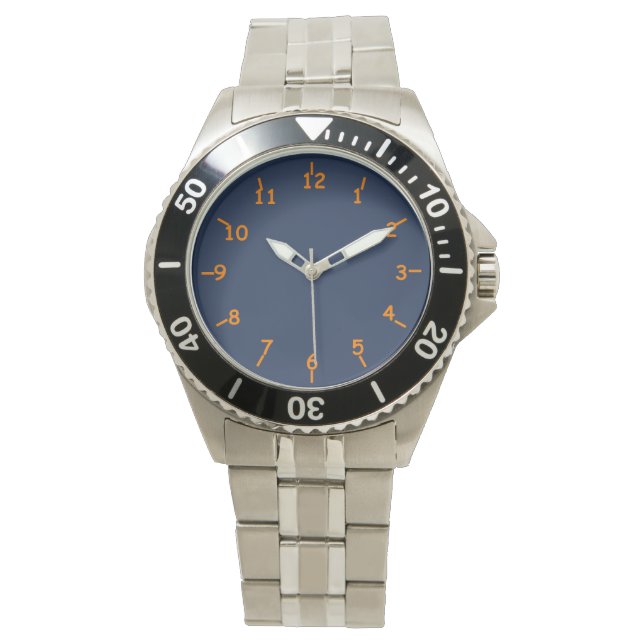Montre Bleu de montagne et orange (devant)