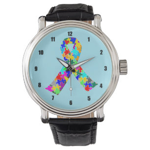 Montre Bleu de ruban d'autisme